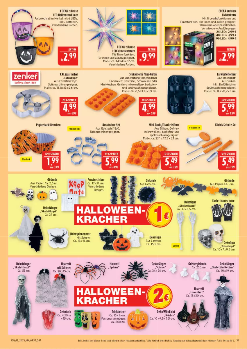 Aktueller Prospekt Marktkauf - Prospekt - von 12.10 bis 18.10.2025 - strona 39 - produkty: Ausstecher, backofen, batterie, batterien, Becher, deka, Dekofigur, Dekohänger, edelstahl, eier, eimer, Einfülltrichter, eis, eiswürfel, elle, fenster, Girlande, henkel, Kette, kracher, kuchen, Kürbis, Lametta, leds, lichterkette, mac, Mett, mikrowelle, Ofen, papier, reis, schoko, schokolade, Silikonform, spülmaschinen, Ti, timer, trinkbecher, tuc, windlicht, würfel