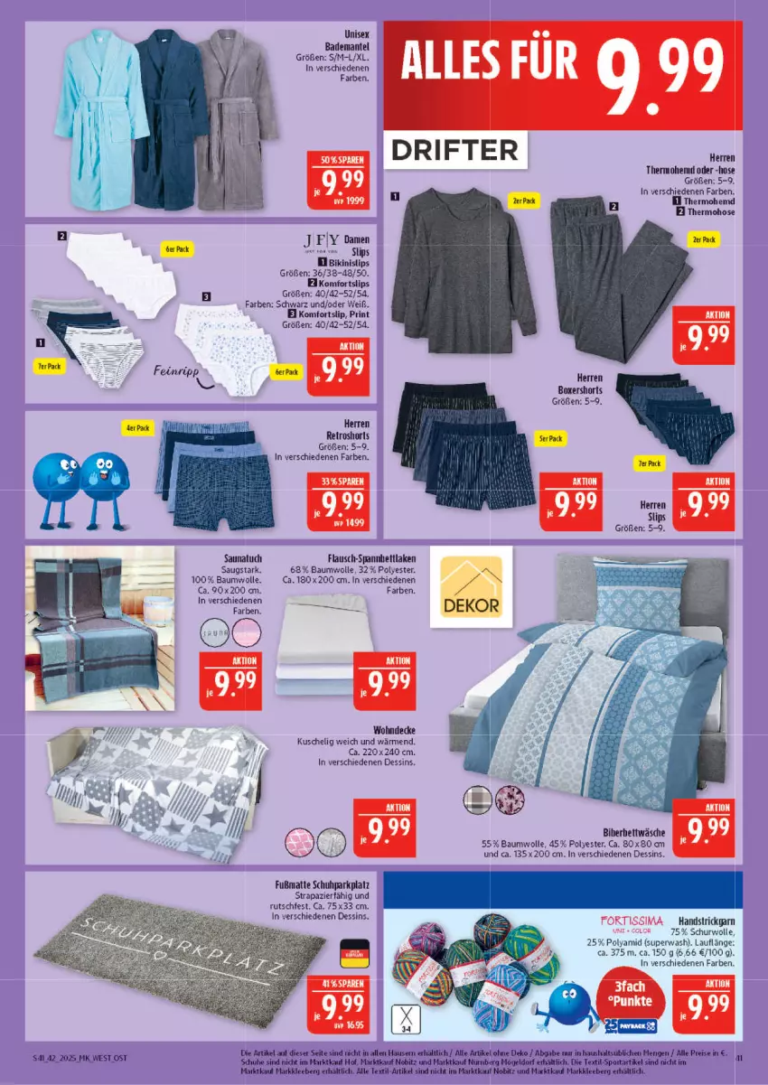 Aktueller Prospekt Marktkauf - Prospekt - von 12.10 bis 18.10.2025 - strona 41 - produkty: Bad, Bademantel, Bau, baumwolle, bett, bettwäsche, bikini, decke, Fußmatte, hemd, hose, HP, Mantel, Saunatuch, schuhe, shorts, slip, slips, Sport, Strickgarn, Ti, tuc, wolle