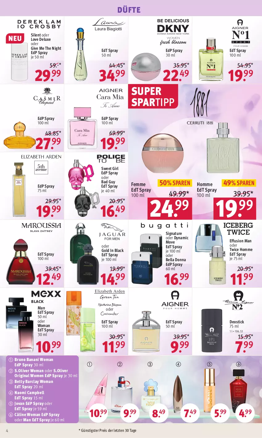 Aktueller Prospekt Rossmann - Prospekte - von 17.04 bis 21.04.2023 - strona 4 - produkty: Bad, bett, bruno banani, deo, Deostick, edp spray, edt spray, eis, gin, lack, laura biagiotti, Naomi Campbell, natur, olive, reis, s.oliver, spartipp, Ti, ZTE