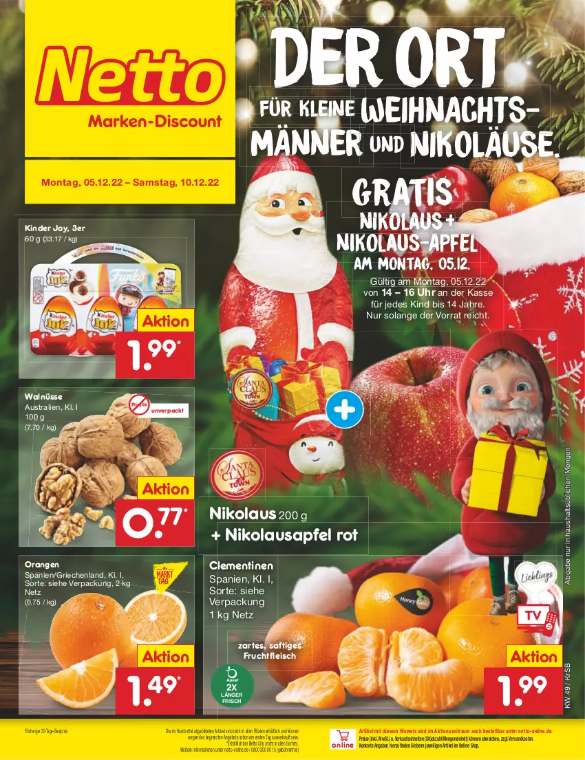 Aktueller Prospekt Netto Marken-Discount - Filial-Angebote - von 05.12 bis 10.12.2022 - strona 3 - produkty: angebot, apfel, asti, aust, bestpreis, clementinen, eis, fleisch, frucht, fruchtfleisch, Kinder, leine, ndk, orange, orangen, reis, rwe, saft, Ti, uhr, ZTE