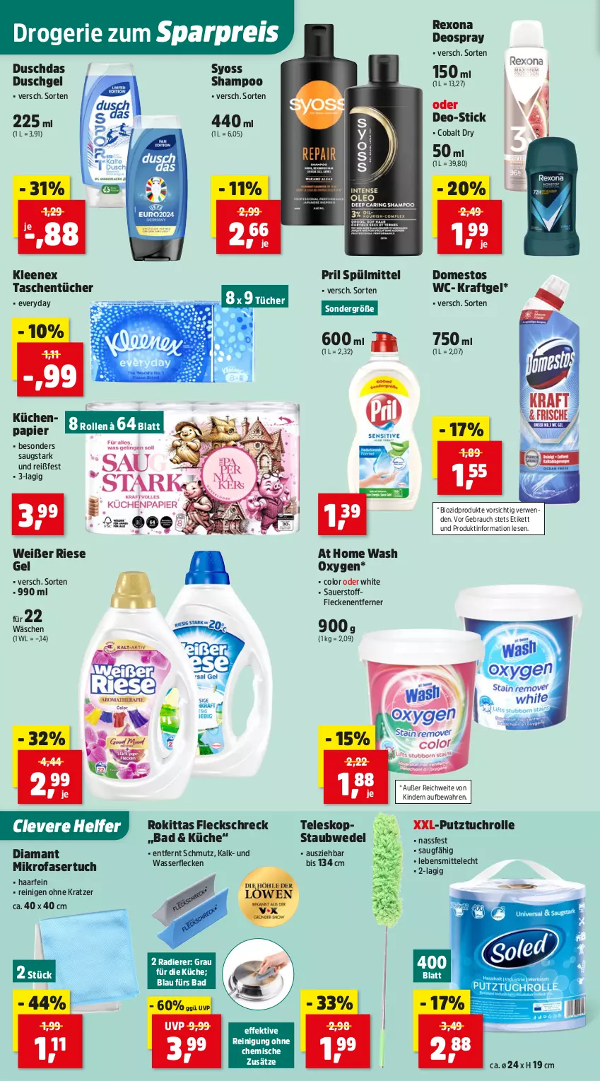 Aktueller Prospekt Thomas Philipps - von 12.01 bis 17.01.2026 - strona 6 - produkty: Bad, bio, biozidprodukte, deo, deospray, domestos, duschdas, duschgel, eis, Fleckenentferner, Kinder, kraft, küche, Küchen, lebensmittel, mikrofaser, papier, pril, Rauch, Reinigung, reis, rexona, rwe, shampoo, spülmittel, staubwedel, syoss, Tasche, taschen, taschentücher, Teleskop, Ti, tuc, tücher, wasser, wedel, Yo