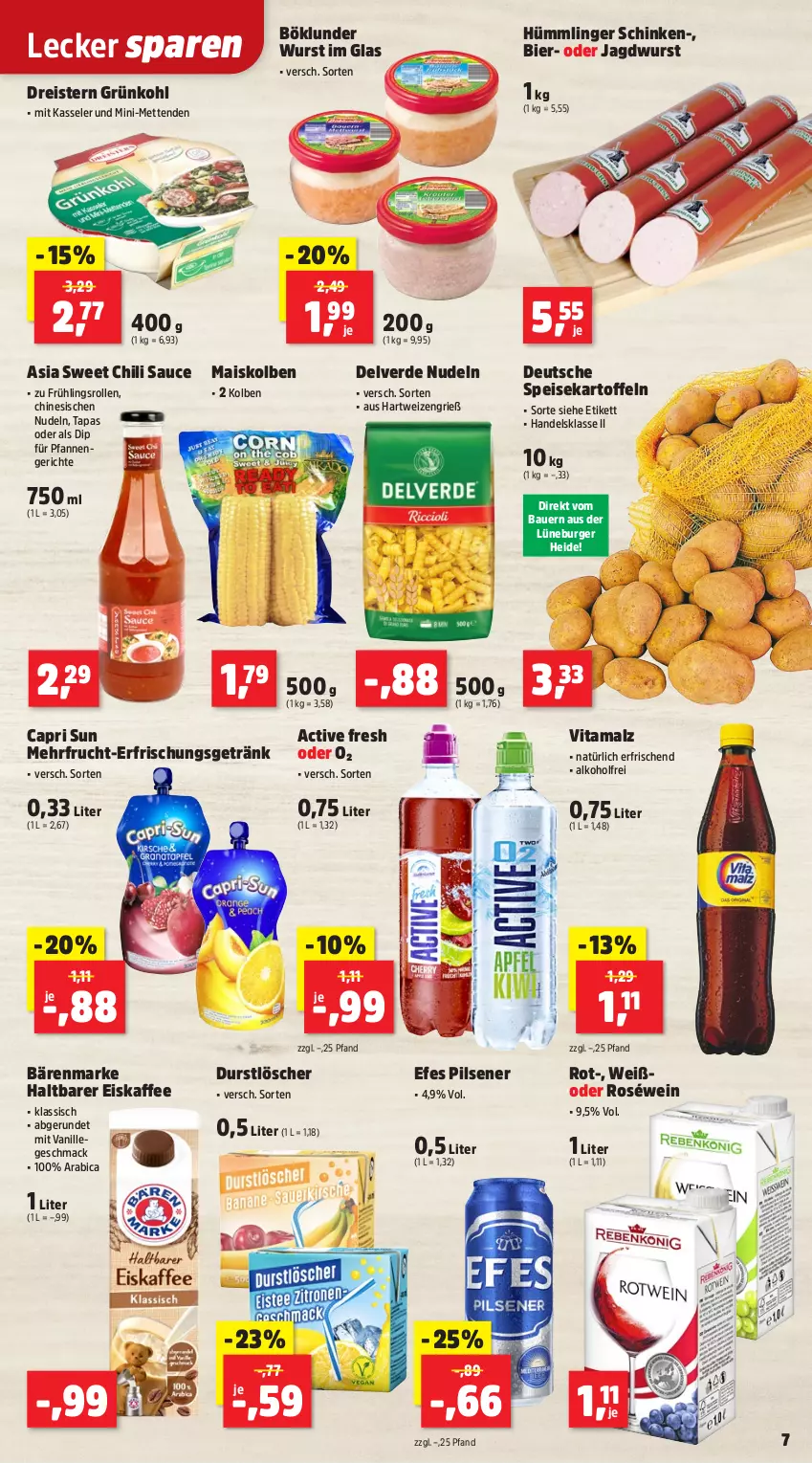 Aktueller Prospekt Thomas Philipps - von 12.01 bis 17.01.2026 - strona 7 - produkty: alkohol, auer, bärenmarke, Bau, Bauer, bier, böklunder, burger, Cap, chili, dip, dreistern, durstlöscher, eis, eiskaffee, erde, erfrischungsgetränk, frucht, getränk, jagdwurst, kaffee, kartoffel, kartoffeln, kasseler, mac, mais, malz, Mett, metten, Mettenden, nudel, nudeln, pfanne, pfannen, pils, pilsener, reis, roséwein, sauce, schinken, Tapas, Ti, vanille, vita, vitamalz, wein, wurst