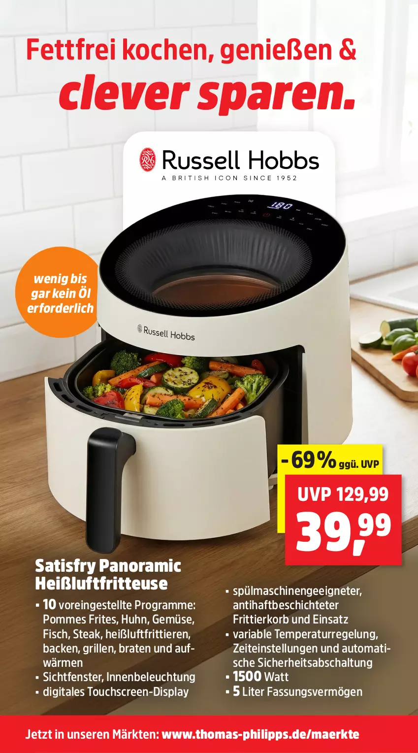 Aktueller Prospekt Thomas Philipps - von 12.01 bis 17.01.2026 - strona 8 - produkty: auto, beleuchtung, braten, fenster, fisch, fritteuse, Frittierkorb, grill, Heißluftfritteuse, korb, pommes, Pommes Frites, Ria, Schal, spülmaschinen, steak, Ti, Tiere, tisch, touchscreen