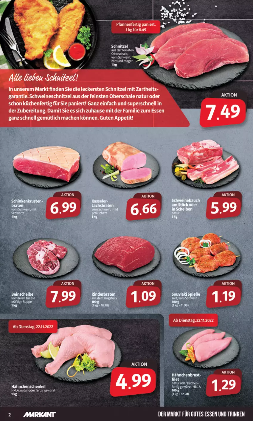 Aktueller Prospekt Markant - Prospekte - von 21.11 bis 26.11.2022 - strona 2 - produkty: Bau, gutes essen, küche, Küchen, mac, natur, pfanne, pfannen, Schal, Schale, schnitzel, schwein, schweine, schweineschnitzel, Ti, wein, weine