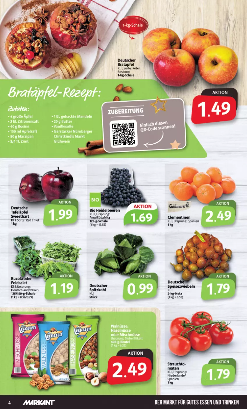 Aktueller Prospekt Markant - Prospekte - von 21.11 bis 26.11.2022 - strona 4 - produkty: apfel, beere, beeren, bio, clementinen, eis, gutes essen, heidelbeere, heidelbeeren, Rauch, Schal, Schale, Ti