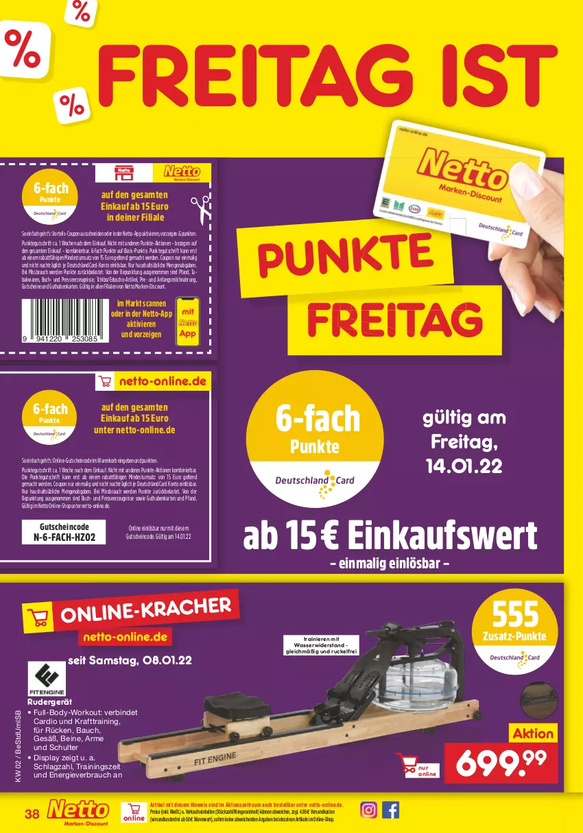 Aktueller Prospekt Netto Marken-Discount - Filial Angebote - von 10.01 bis 15.01.2022 - strona 38 - produkty: Bau, body, buch, coupon, deutschlandcard, discount, eduscho, eis, erde, guthabenkarte, gutschein, gutscheine, korb, kraft, mac, marken-discount, milch, ndk, Rauch, reis, Tchibo, Ti, versandkostenfrei, wasser