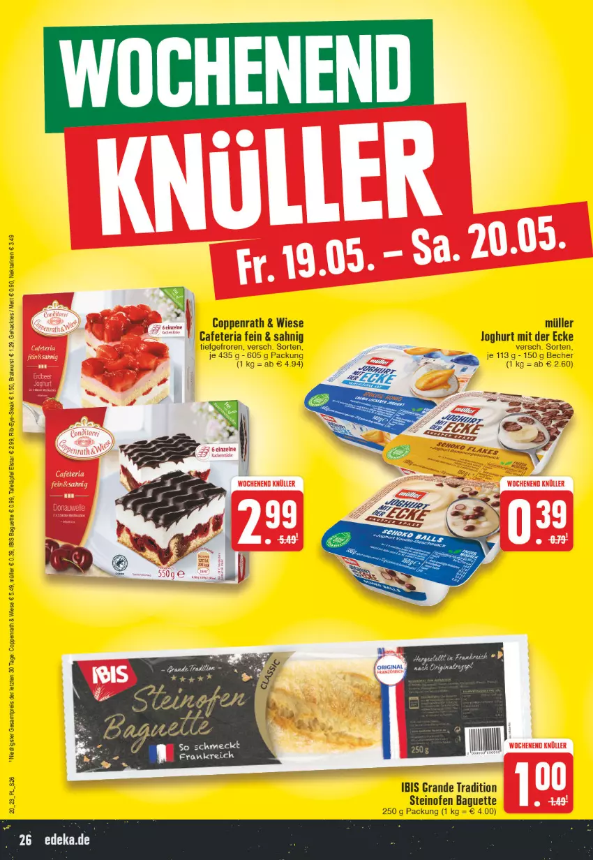 Aktueller Prospekt E Center - Angebote der Woche - von 15.05 bis 20.05.2023 - strona 26 - produkty: baguette, Becher, bratwurst, coppenrath, eis, joghur, joghurt, joghurt mit der ecke, Mett, Müller, Nektar, nektarinen, Ofen, reis, Ria, steak, steinofen, tafeläpfel, Ti, wurst, ZTE