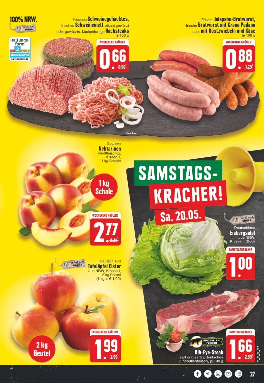 Aktueller Prospekt E Center - Angebote der Woche - von 15.05 bis 20.05.2023 - strona 27 - produkty: beutel, eis, eisbergsalat, fleisch, jungbullen, kracher, saft, salat, steak, Ti