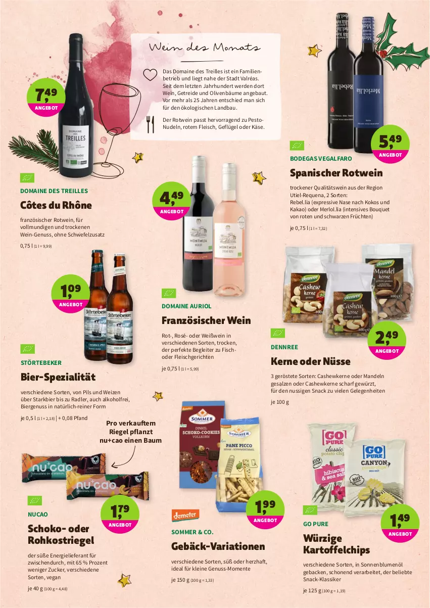 Aktueller Prospekt Denns Biomarkt - Prospekte - von 08.12 bis 18.12.2021 - strona 10 - produkty: alkohol, angebot, Bau, bier, blume, blumen, blumenöl, Cashew, cashewkerne, chips, dennree, eis, ente, erde, fisch, fleisch, früchte, früchten, geback, Geflügel, gewürz, kakao, kartoffel, kartoffelchips, Käse, kokos, leine, mandel, mandeln, merl, nudel, nudeln, nuss, olive, oliven, pesto, pils, qualitätswein, radler, Ria, riegel, rotwein, salz, schoko, snack, sonnenblume, sonnenblumen, sonnenblumenöl, Spezi, störtebeker, Ti, wein, Weißwein, ZTE, zucker