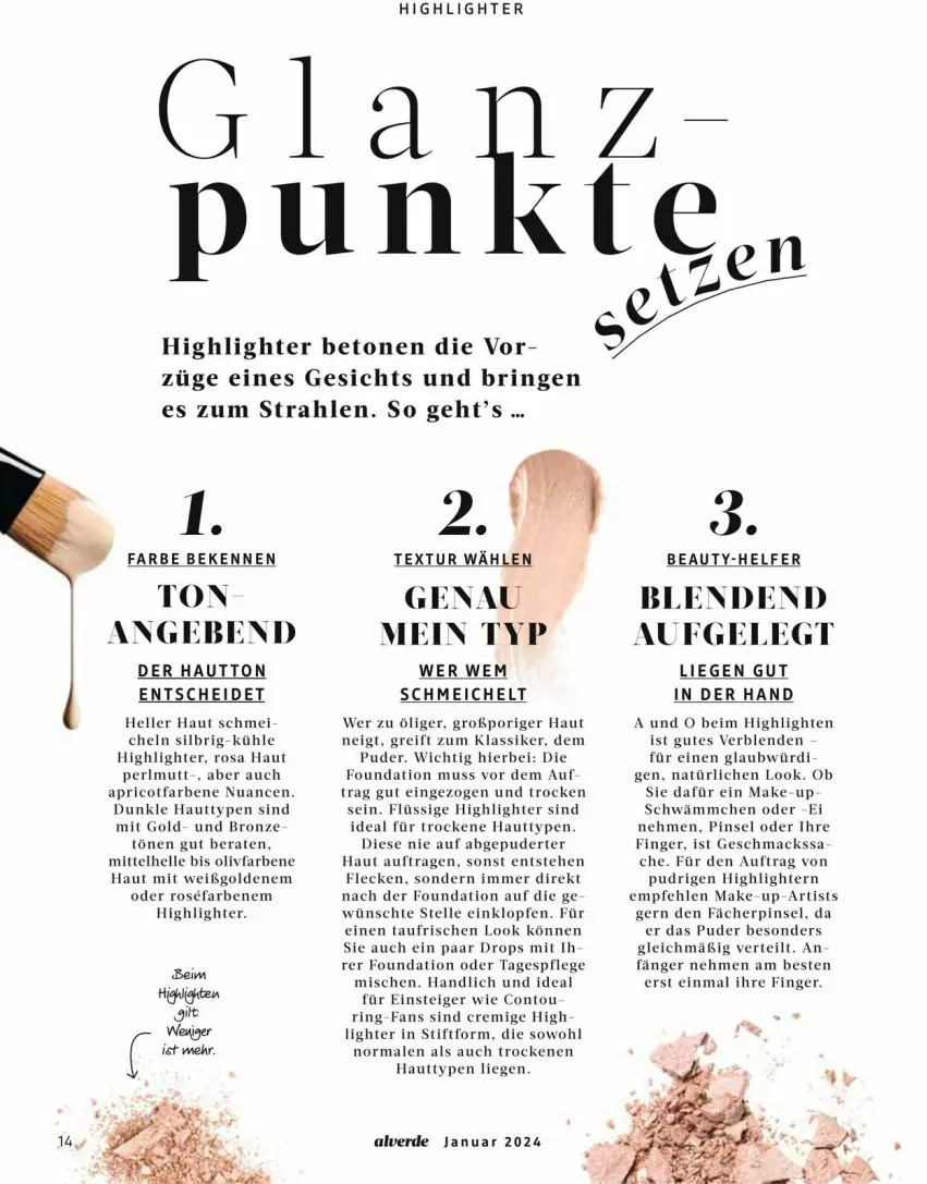 Aktueller Prospekt Dm Drogerie - Prospekte - von 01.02 bis 29.02.2024 - strona 14 - produkty: Alverde, elle, erde, Fächerpinsel, Liege, mac, Make-up, Nuance, Pinsel, ring, Tagespflege, Ti