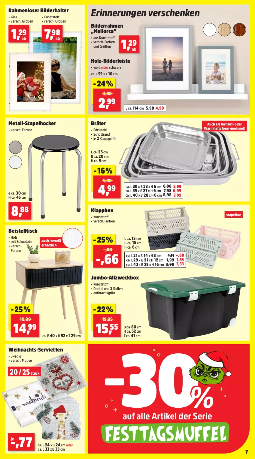 Aktueller Prospekt Thomas Philipps - von 15.12 bis 20.12.2025 - strona 11 - produkty: beistelltisch, bilderrahmen, decke, Deckel, edelstahl, eis, hocker, Holz, jumbo, Klappbox, Serviette, servietten, Stapelhocker, Ti, tisch, weck, Weihnachts-Servietten