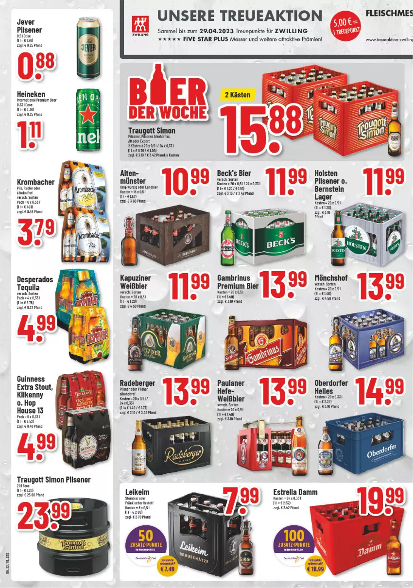 Aktueller Prospekt Trinkgut - von 27.02 bis 04.03.2023 - strona 2 - produkty: alkohol, beck's, Berger, bier, desperados, eis, elle, Estrella Damm, fleisch, Guinness, Hefe, heineken, holsten, jever, Kilkenny, krombache, krombacher, messer, mönchshof, Paula, paulaner, pils, pilsener, pilsner, radeberger, radler, rel, sim, tequila, Ti