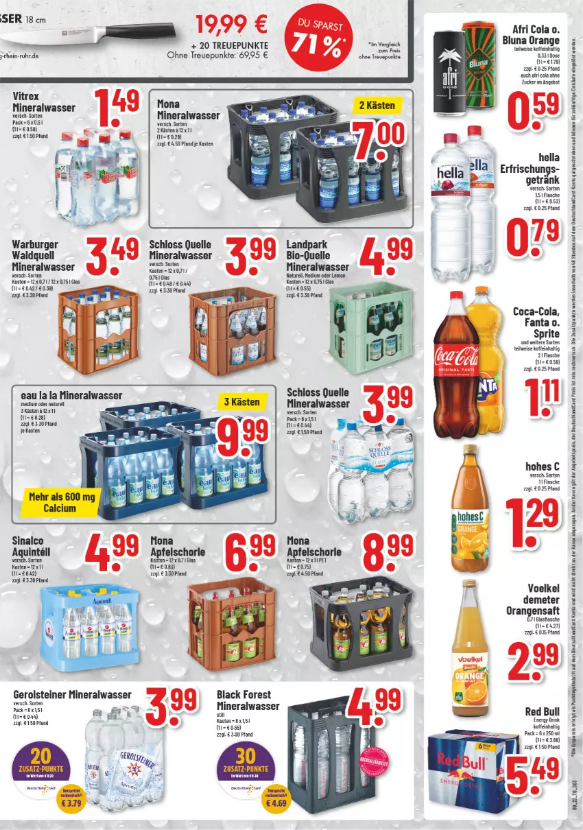 Aktueller Prospekt Trinkgut - von 27.02 bis 04.03.2023 - strona 3 - produkty: Afri Cola, Alwa, angebot, angebotspreis, apfel, Apfelschorle, Bad, bio, black forest, burger, Calcium, coca-cola, cola, deutschlandcard, eis, elle, erde, fanta, flasche, gerolsteine, gerolsteiner, glasflasche, hella, Hohes C, Intel, lack, LG, mineralwasser, natur, orange, orangen, orangensaft, red bull, reis, rel, saft, schorle, sinalco, sprite, steiner, Ti, uhr, vitrex, wasser, zucker