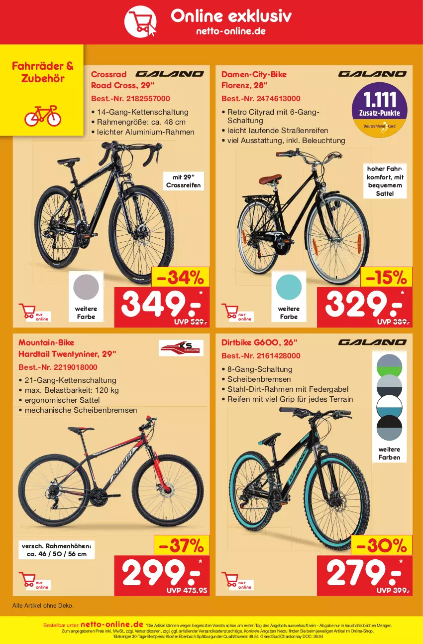 Aktueller Prospekt Netto Marken-Discount - Filial-Angebote - von 08.05 bis 13.05.2023 - strona 46 - produkty: angebot, beleuchtung, bestpreis, burgunder, chardonnay, eis, gabel, grand sud, Kette, Kloster Eberbach, Laufen, lorenz, ndk, qualitätswein, reifen, reis, sattel, Schal, spätburgunder, Ti, wein, ZTE