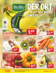 Gazetka promocyjna Netto Marken-Discount - Filial-Angebote - Gazetka - ważna od 13.05 do 13.05.2023 - strona 4 - produkty: asti, avocado, banane, bananen, bestpreis, beutel, bio, bio-bananen, Bio-Paprika, biobio, braun, champignon, discount, eis, ingwer, kiwi, möhren, ndk, paprika, reis, Schal, Schale, Ti