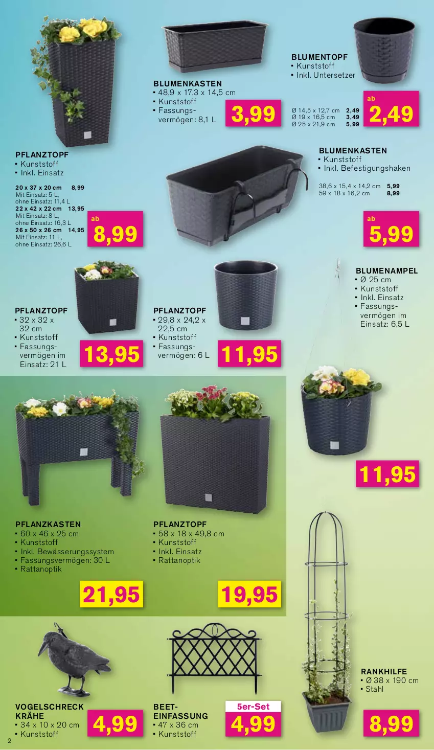 Aktueller Prospekt Kodi - Prospekte - von 18.03 bis 23.03.2024 - strona 2 - produkty: blume, blumen, Blumenampel, Pflanzkasten, Pflanztopf, shake, Ti, topf, Untersetzer