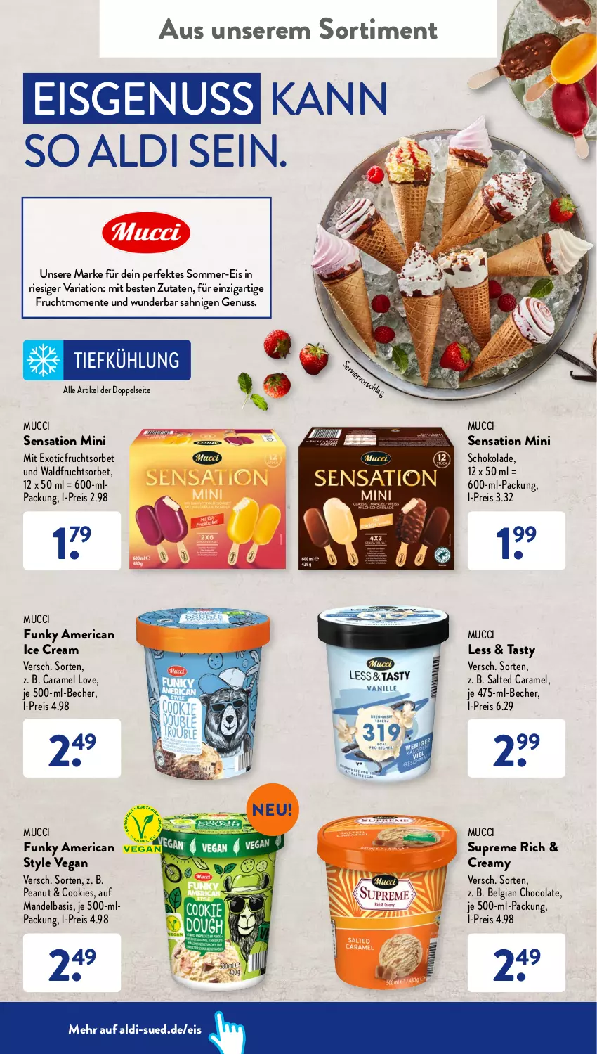 Aktueller Prospekt AldiSud - ALDI Aktuell - von 30.05 bis 04.06.2022 - strona 34 - produkty: aldi, Becher, caramel, cola, cookie, cookies, eis, ente, frucht, LG, mandel, nuss, reis, Ria, schoko, schokolade, Sensation Mini, Sorbet, Ti