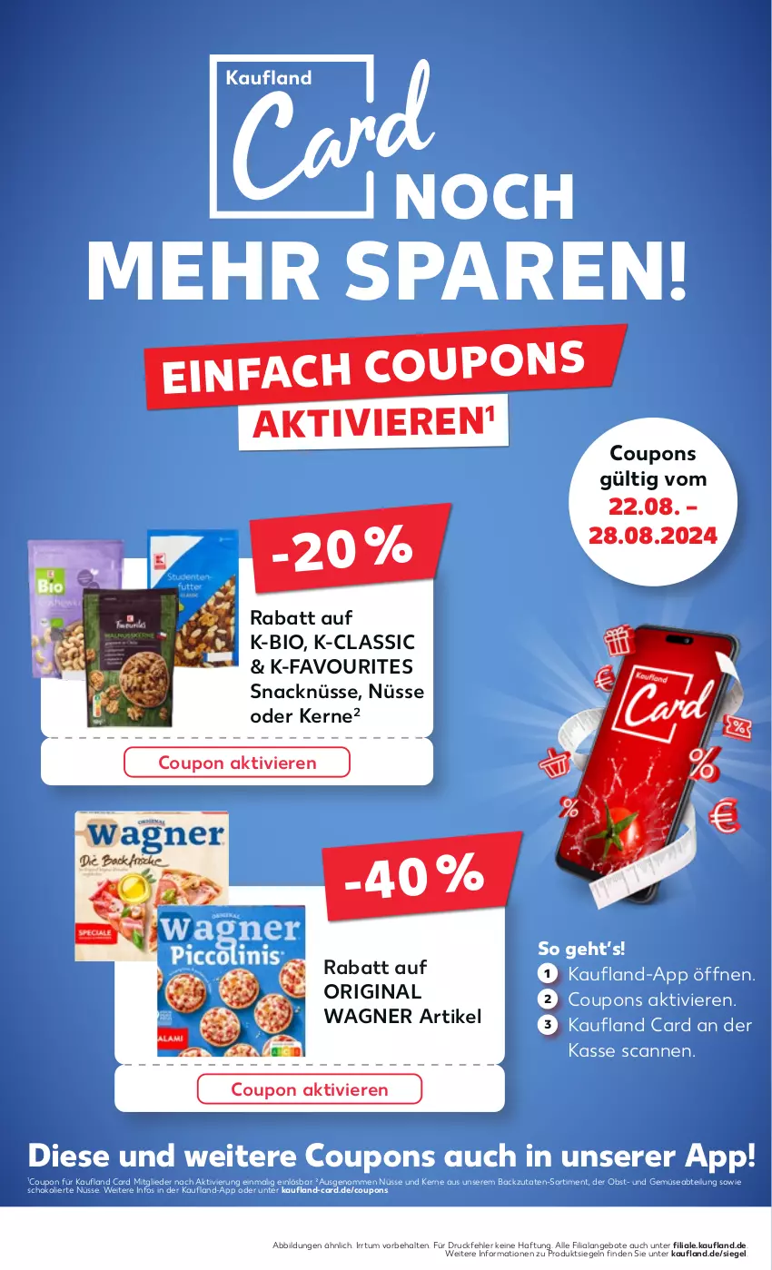 Aktueller Prospekt Kaufland - Prospekt - von 22.08 bis 28.08.2024 - strona 42 - produkty: Abtei, angebot, angebote, bio, coupon, coupons, gin, obst, original wagner, schoko, snack, Ti, und gemüse, wagner