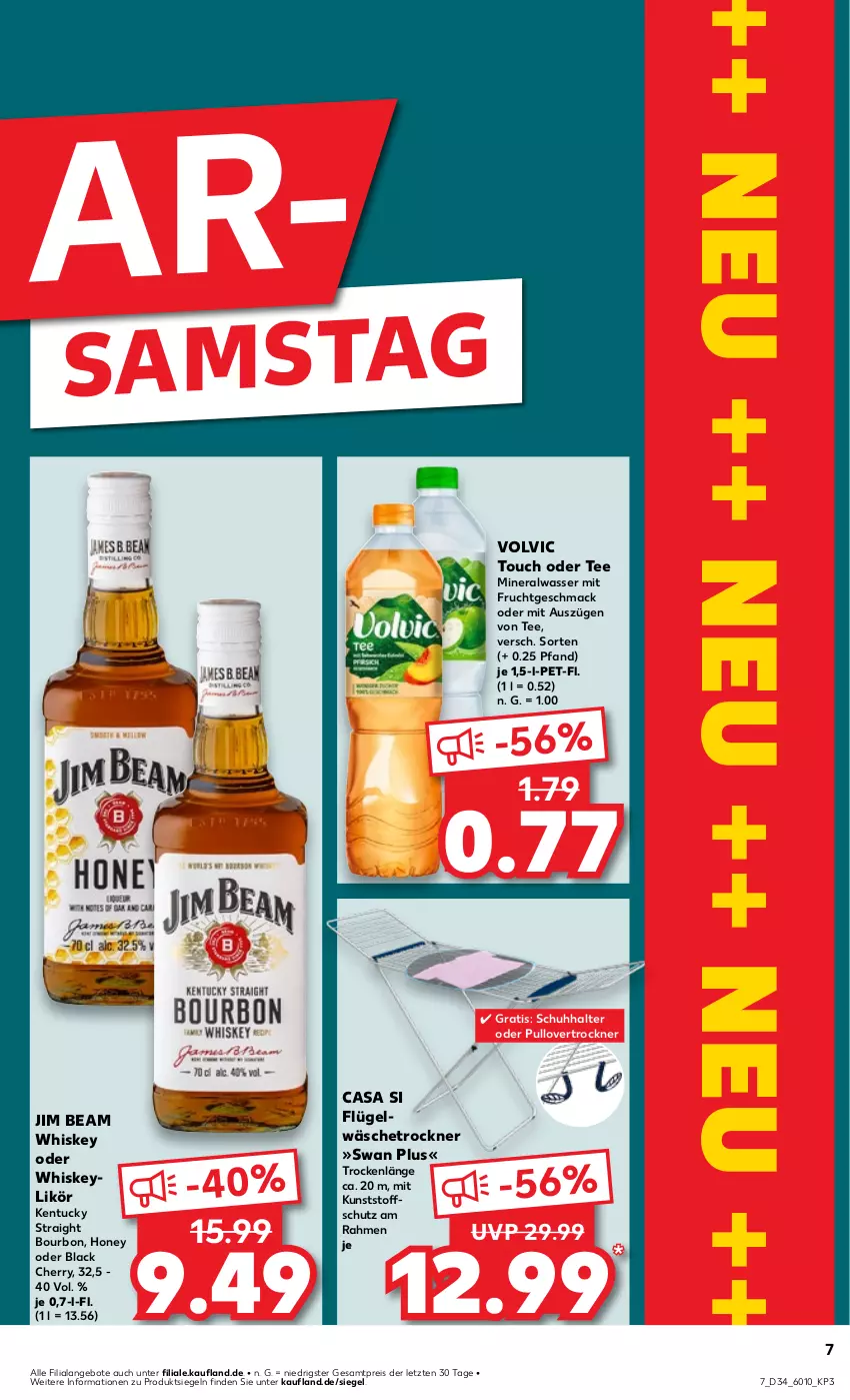 Aktueller Prospekt Kaufland - Prospekt - von 22.08 bis 28.08.2024 - strona 7 - produkty: Alwa, angebot, angebote, bourbon, eis, frucht, jim beam, kentucky straight, lack, likör, mac, mineralwasser, mit frucht, Pullover, reis, tee, Ti, Trockner, tuc, volvic, wäschetrockner, wasser, whiskey, ZTE