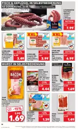 Gazetka promocyjna Kaufland - Prospekt - Gazetka - ważna od 28.08 do 28.08.2024 - strona 20 - produkty: angebot, bacon, braten, brustfilet, cevapcici, eis, filet, fisch, fleisch, Geflügel, geschnetzeltes, grill, Hähnchengeschnetzeltes, hinterschinken, ideal zum braten, ideal zum grillen, jamón serrano, minutenschnitzel, nuss, paprika, purland, pute, Putenfleisch, rezept, rezepte, ring, rohschinken, salami, schinken, schnitzel, serrano, Tapas, Ti, timer, tulip, wurst, wurst in selbstbedienung, Zelt, ZTE