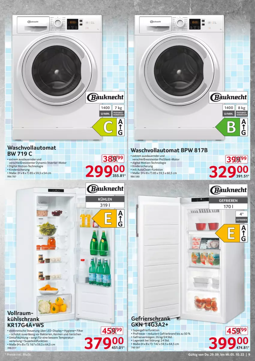 Aktueller Prospekt Selgros - Nonfood - von 29.09 bis 05.10.2022 - strona 9 - produkty: auer, auto, Bau, bauknecht, Elektro, ente, Kinder, kühlschrank, Schrank, supergefrierfunktion, Ti, waschvollautomat