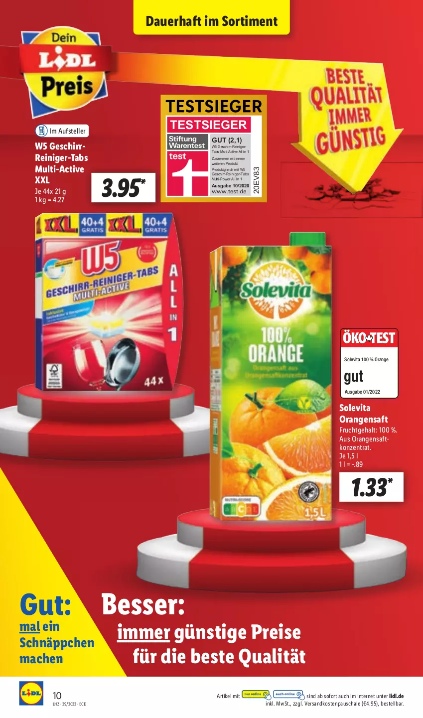 Aktueller Prospekt Lidl - Aktionsprospekt - von 18.07 bis 23.07.2022 - strona 10 - produkty: auer, eis, elle, frucht, geschirr, mac, ndk, orange, orangen, orangensaft, reiniger, reis, saft, Schal, Schale, schnäppchen, teller, Ti, vita