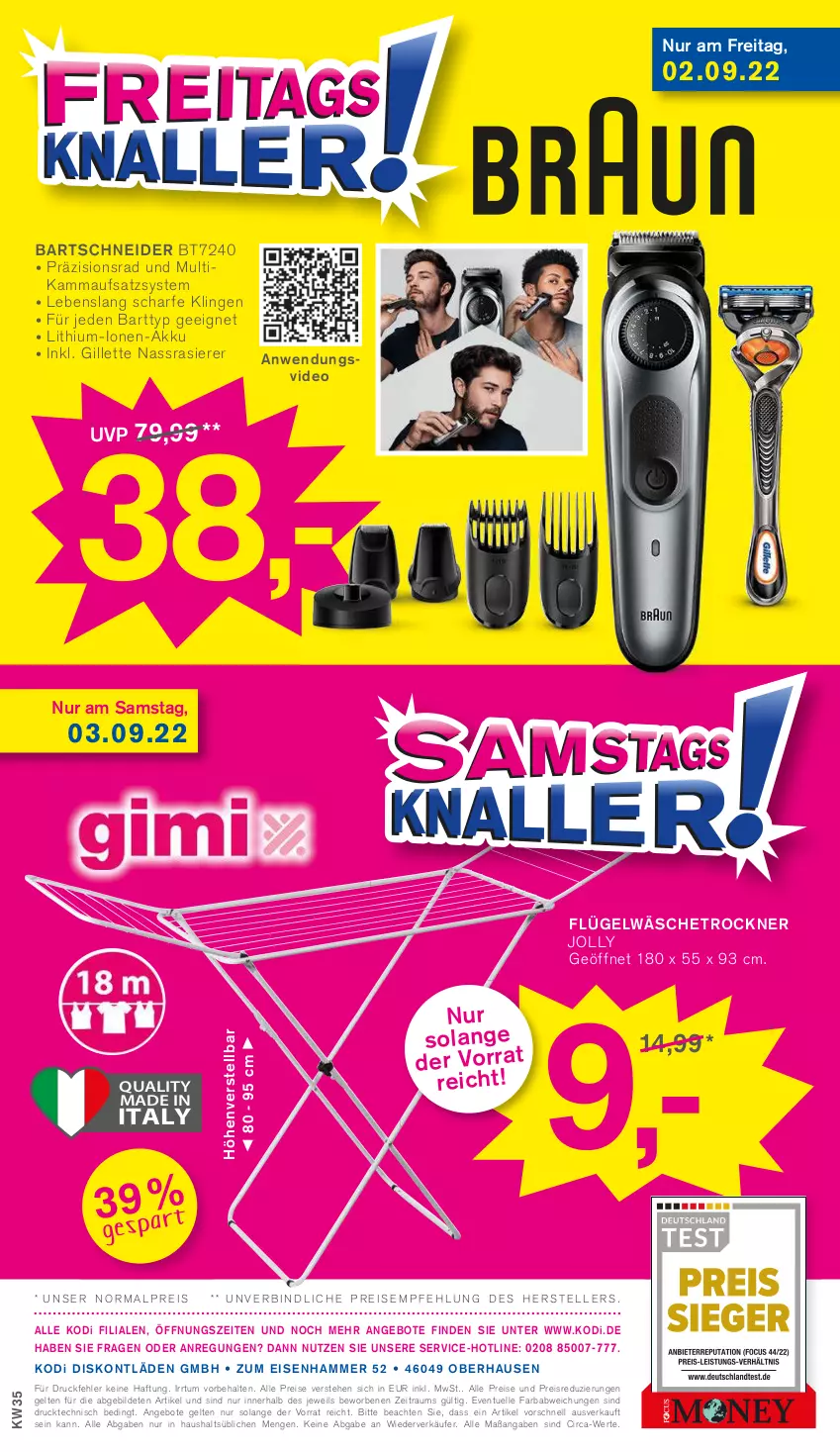 Aktueller Prospekt Kodi - Prospekte - von 27.08 bis 01.09.2022 - strona 12 - produkty: akku, angebot, angebote, bartschneider, deo, eis, elle, gillette, rasierer, reis, teller, Ti, Trockner, wäschetrockner