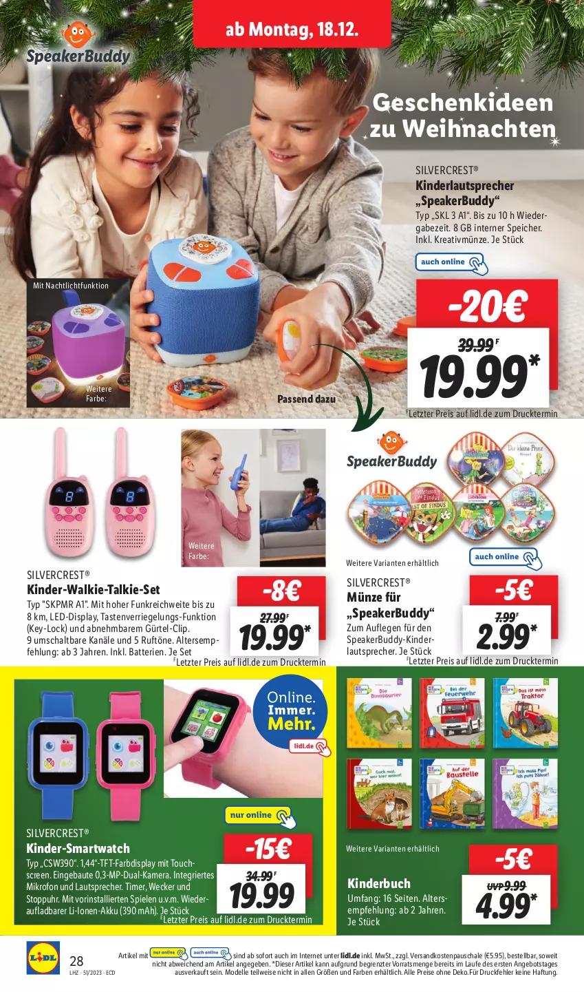 Aktueller Prospekt Lidl - Aktionsprospekt - von 18.12 bis 23.12.2023 - strona 32 - produkty: akku, angebot, batterie, batterien, Bau, buch, dell, eis, elle, kamera, Kinder, Kinderbuch, lautsprecher, Mode, Nachtlicht, ndk, reis, Ria, riegel, Schal, Schale, silvercrest, smartwatch, Spiele, tft-farbdisplay, Ti, timer, touchscreen, uhr, weck, weihnachten, ZTE