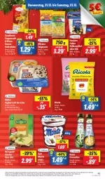 Gazetka promocyjna Lidl - Aktionsprospekt - Gazetka - ważna od 23.12 do 23.12.2023 - strona 47 - produkty: angebot, cola, coppenrath, coupon, creme, eis, Goldstücke, gurke, hilcona, homann, joghur, joghurt, joghurt mit der ecke, kartoffel, kartoffelsalat, Käse, kerrygold, monte, Müller, preisvorteil, rama, rama cremefine, reis, Ricola, salat, teigwaren, Ti, zott, Zott Monte, ZTE