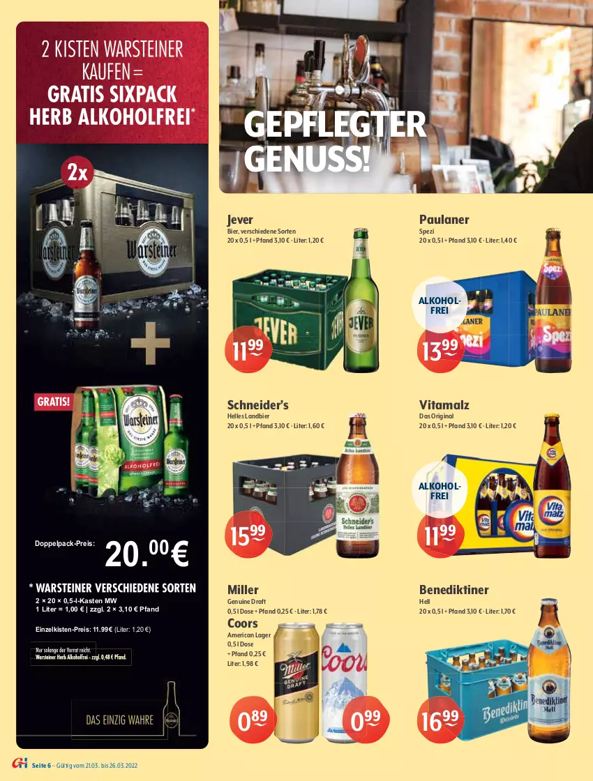 Aktueller Prospekt Getraenke Hoffmann - Prospekte - von 21.03 bis 26.03.2022 - strona 6 - produkty: alkohol, Benediktiner, bier, Biere, eis, elle, gin, Heu, jever, kellerbier, kräuter, kräutern, mac, malz, natur, nuss, Paula, paulaner, pils, pilsener, pilsner, Rauch, reis, Spezi, Ti, veltins, veltins pilsener, vita, vitamalz, weissbier, zitrone, zitronen