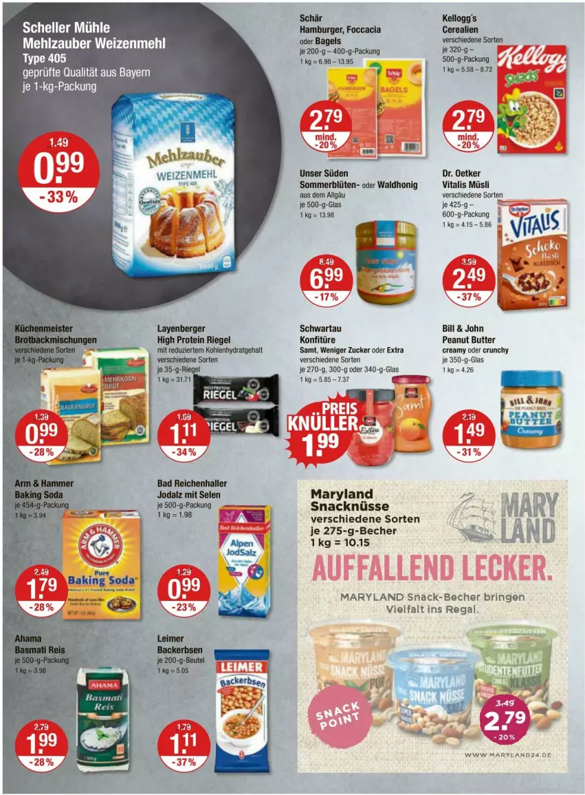 Aktueller Prospekt Vmarkt - Prospekte - von 02.05 bis 08.05.2024 - strona 8 - produkty: Bad, Bagel, Becher, Berger, Blüte, burger, butter, cerealien, Dr. Oetker, elle, hamburger, honig, konfitüre, LG, mehl, müsli, peanut butter, regal, riegel, ring, sac, Schwartau, snack, type 405, vita, vitalis, vitalis müsli, weizenmehl, zucker