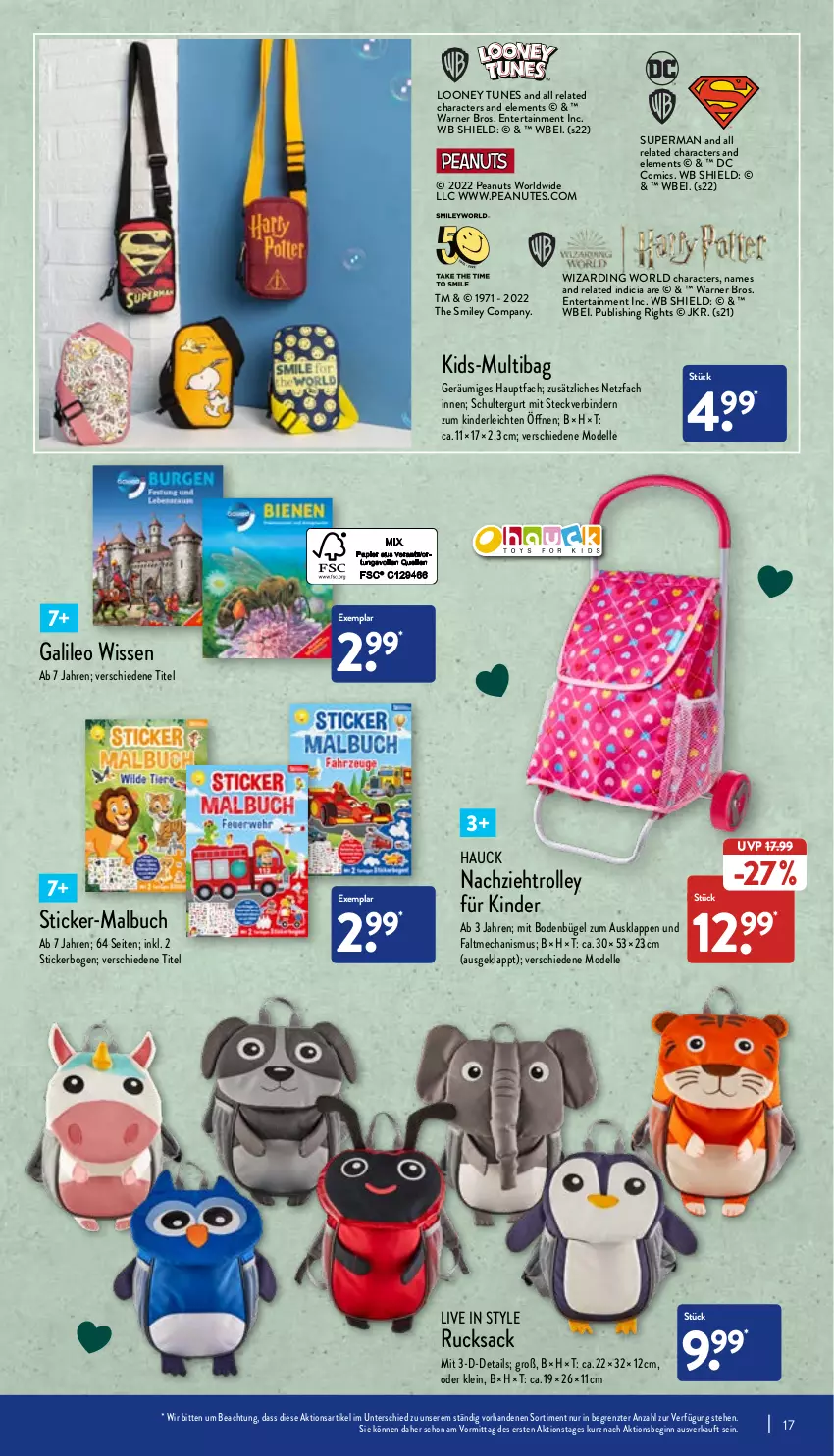 Aktueller Prospekt Aldi Nord - Aldi-Vorschau - von 16.05 bis 21.05.2022 - strona 17 - produkty: buch, bügel, Comics, dell, elle, ente, gin, Kinder, Malbuch, Mode, rel, rucksack, sac, schultergurt, Ti, trolley, ZTE