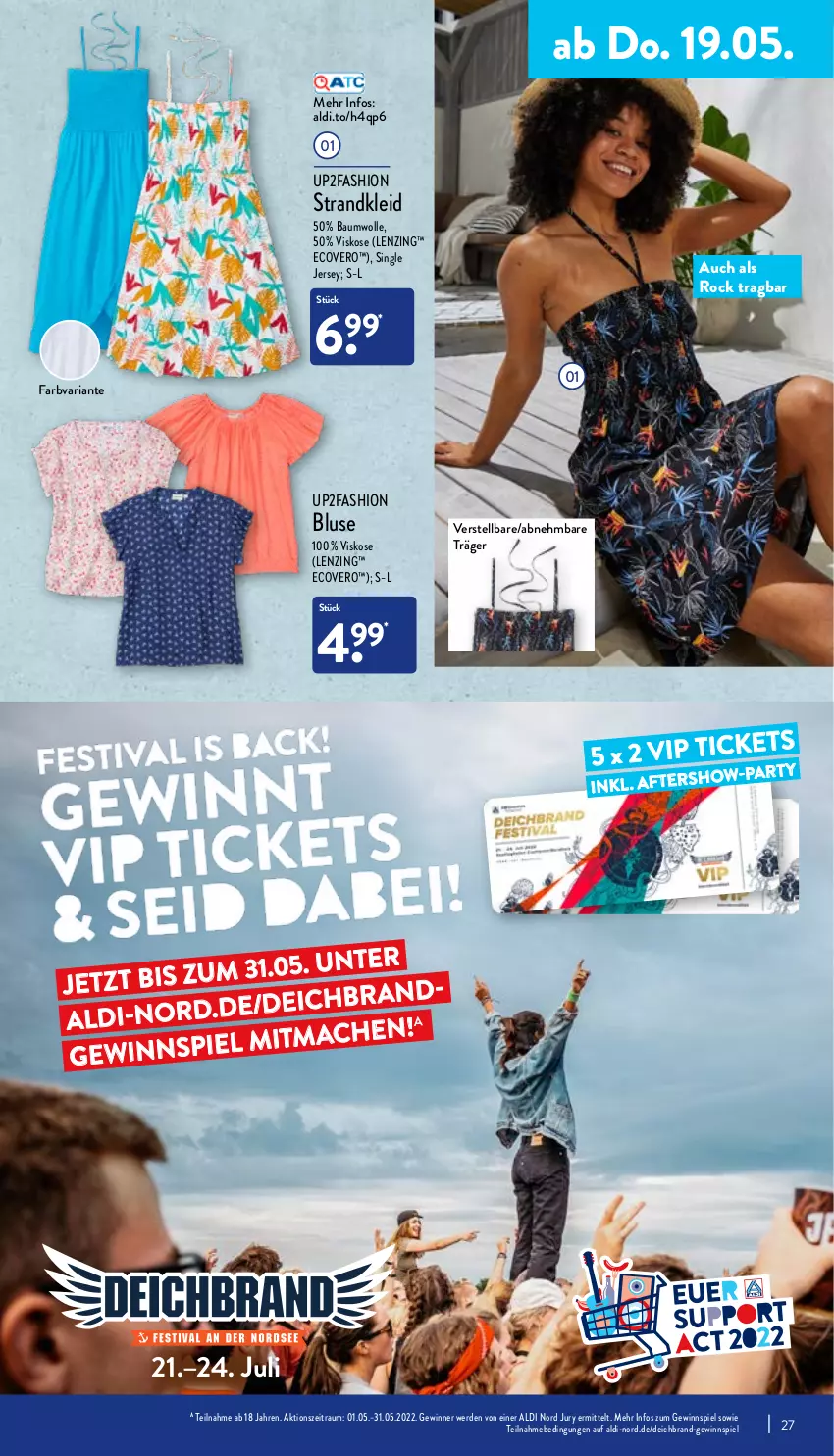 Aktueller Prospekt Aldi Nord - Aldi-Vorschau - von 16.05 bis 21.05.2022 - strona 27 - produkty: aldi, Bau, baumwolle, bluse, ecovero, erde, gewinnspiel, kleid, lenzing, ndk, Ria, Ti, up2fashion, wolle