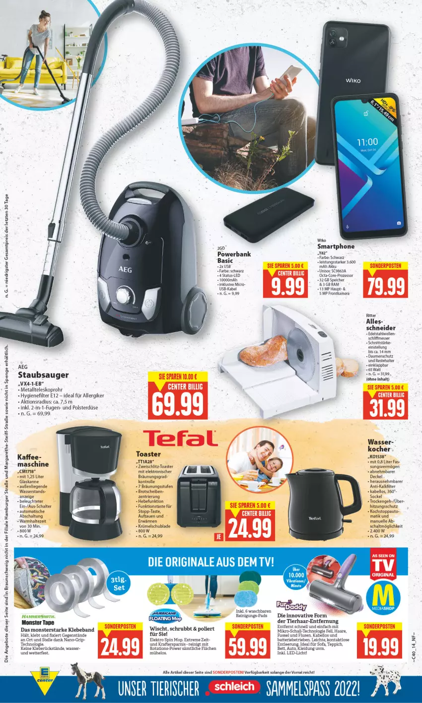 Aktueller Prospekt E Center - Angebote der Woche - von 26.09 bis 01.10.2022 - strona 14 - produkty: aeg, akku, angebot, angebote, auto, Bank, batterie, Beba, bett, braun, brot, burger, decke, Deckel, edelstahl, eis, Elektro, elle, frontkamera, hamburger, hygienefilter, kaffee, kamera, kleber, kleid, Kleidung, Kocher, kraft, led-licht, Leuchte, Liege, messer, monster, powerbank, Reinigung, reis, ritter, Schal, Schleich, smartphone, Sofa, staubsauger, tee, Teleskop, teppich, Ti, tisch, toast, toaster, usb, wasser, wiko, ZTE