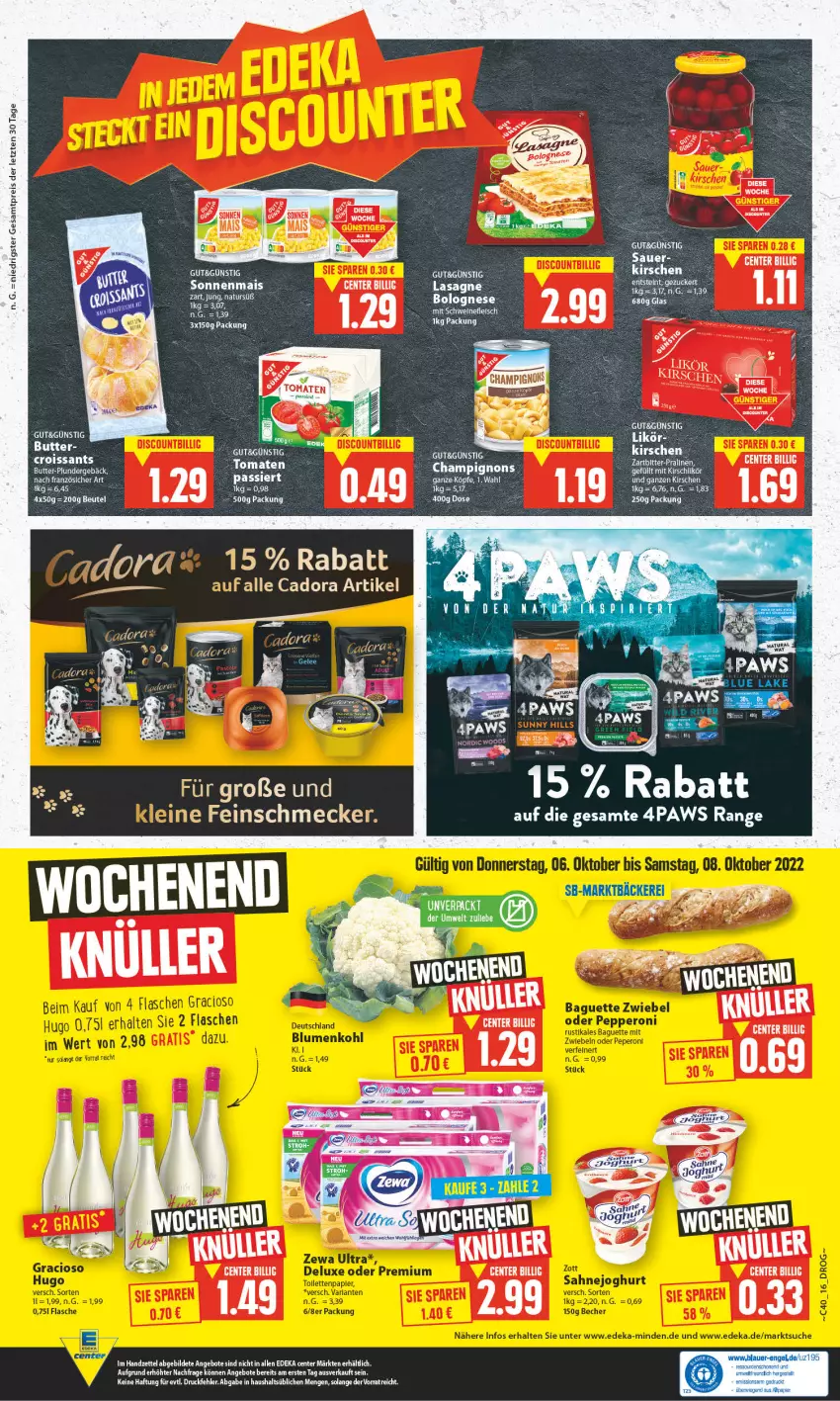 Aktueller Prospekt E Center - Angebote der Woche - von 26.09 bis 01.10.2022 - strona 16 - produkty: angebot, angebote, beutel, bolognese, butter, Croissant, croissants, deka, eis, ente, feinschmecker, lasagne, mais, Plunder, reis, somat, Ti, Yo, ZTE