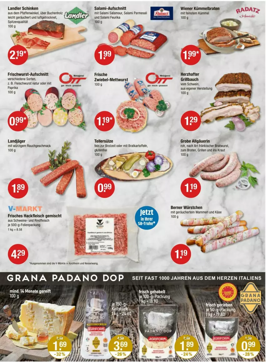 Aktueller Prospekt Vmarkt - Prospekte - von 23.05 bis 29.05.2024 - strona 3 - produkty: aufschnitt, Bau, braten, bratwurst, brot, buch, eis, elle, fleisch, fleischwurst, frischwurst-aufschnitt, grana, grana padano, grill, Grillbauch, hackfleisch, hackfleisch gemischt, Holz, kartoffel, kartoffeln, Käse, Kraut, landjäger, LG, mac, merl, Mett, mettwurst, natur, padano, paprika, Rana, Rauch, rind, rindfleisch, salami, schinken, schwein, schweine, spitzenqualität, teller, wein, weine, wiener, wurst, würstchen, zwiebel