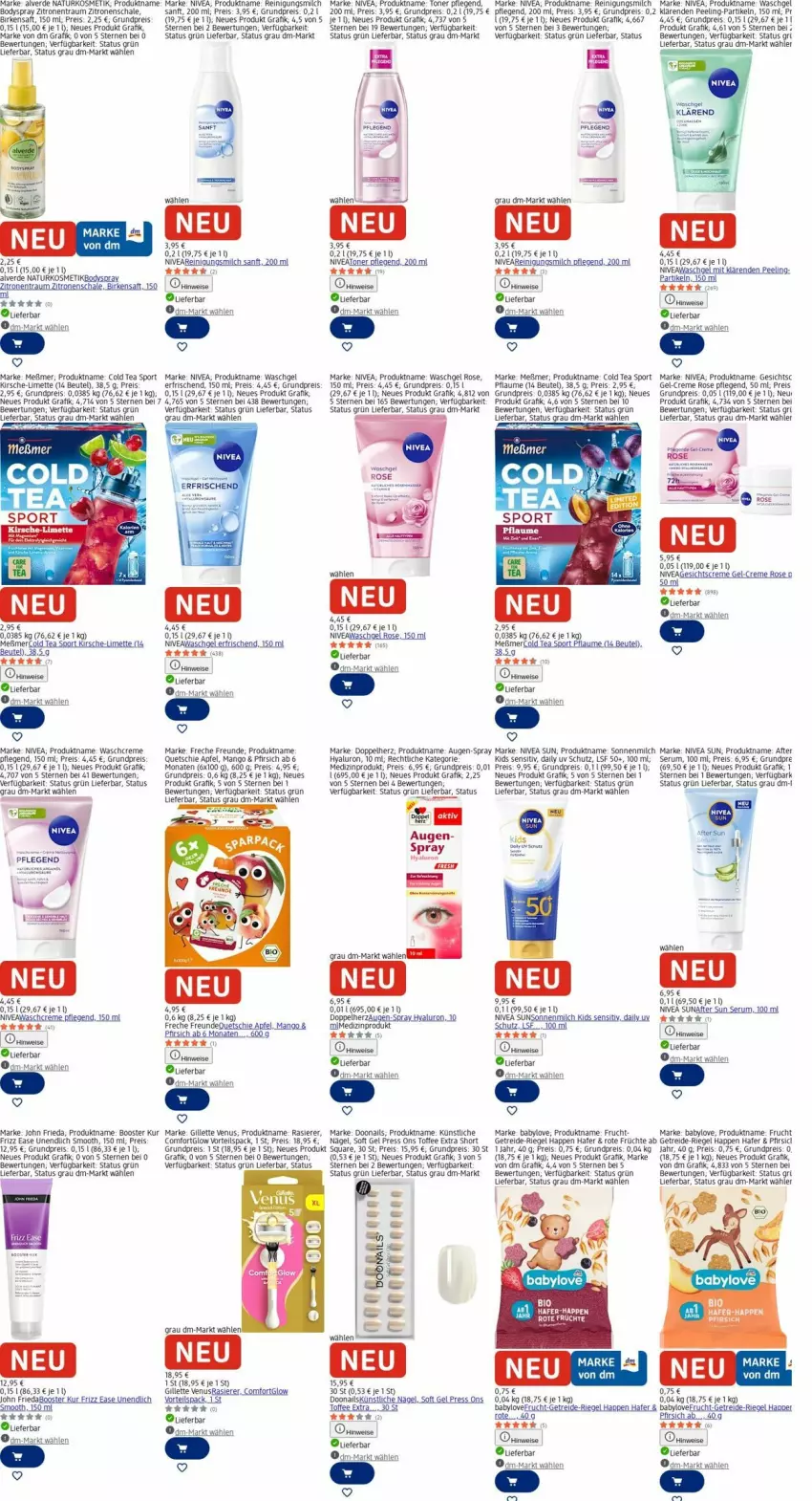 Aktueller Prospekt Dm Drogerie - Prospekte - von 30.03 bis 08.04.2026 - strona 13 - produkty: after sun, Alverde, apfel, Babylove, beutel, bio, body, bodyspray, creme, Creme gel, doppelherz, eier, eis, erde, freche freunde, frucht, früchte, Gesichtscreme, gillette, gillette venus, hafer, hero, hyaluron, kirsch, kirsche, kosmetik, limette, mango, medizinprodukt, Meßmer, Mett, milch, natur, naturkosmetik, nivea, nivea sun, Peeling, pfirsich, pflaume, rasierer, Reinigung, Reinigungsmilch, reis, riegel, rum, saft, Schal, Schale, Serum, sonnenmilch, Sport, Ti, Toner, venus, waschgel, zitrone, zitronen
