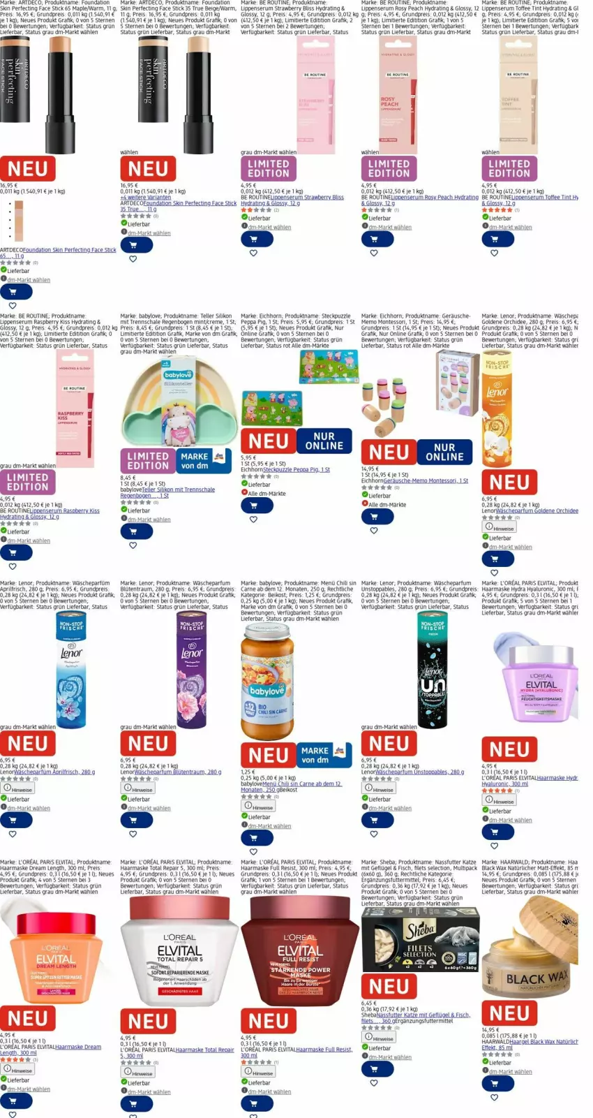 Aktueller Prospekt Dm Drogerie - Prospekte - von 30.03 bis 08.04.2026 - strona 2 - produkty: Babylove, Blüte, chili, creme, eis, elle, elvital, ente, filet, filets, fisch, Geflügel, l'oreal, lack, lenor, Maske, mint, monte, nassfutter, orchidee, parfum, Peppa Pig, pril, Puzzle, raspberry, reis, Ria, rum, Schal, Schale, Serum, sheba, tee, teller, Ti, vita, wäscheparfüm