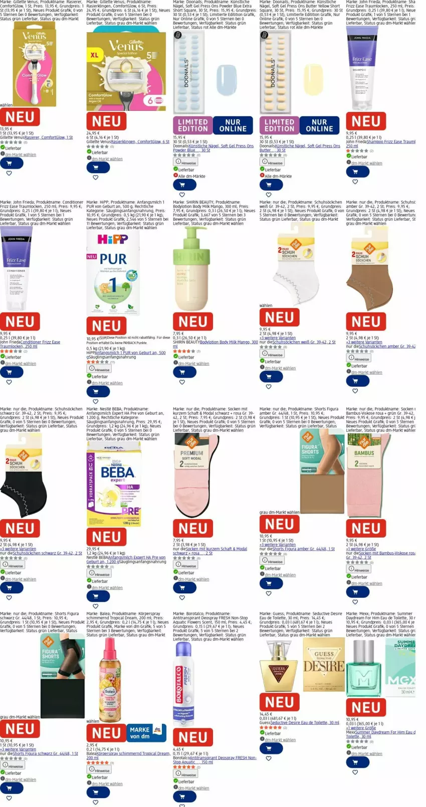 Aktueller Prospekt Dm Drogerie - Prospekte - von 30.03 bis 08.04.2026 - strona 4 - produkty: Amber, Antitranspirant, aqua, arla, bambus, Beba, body, body milk, bodylotion, Borotalco, butter, deo, deospray, eau de toilette, eis, Flowers, gillette, gillette venus, hipp, Körperspray, Lotion, mango, Mexx, milch, rasierer, Rasierklinge, rasierklingen, reis, Ria, shampoo, shorts, söckchen, socken, Ti, venus
