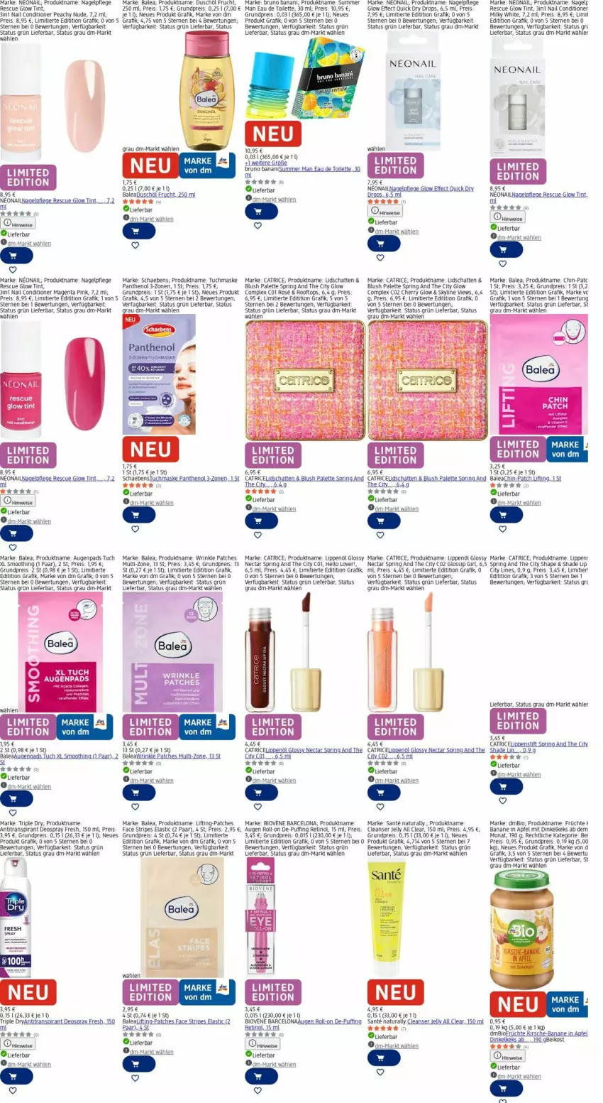 Aktueller Prospekt Dm Drogerie - Prospekte - von 30.03 bis 08.04.2026 - strona 5 - produkty: Antitranspirant, apfel, asti, banane, bett, bio, deo, deospray, eau de toilette, Effect, eis, frucht, früchte, keks, Lippenstift, Maske, natur, natura, Palette, Panthenol, reis, ring, roll-on, SANTE, Schaebens, tee, Ti, tuc, tuchmaske