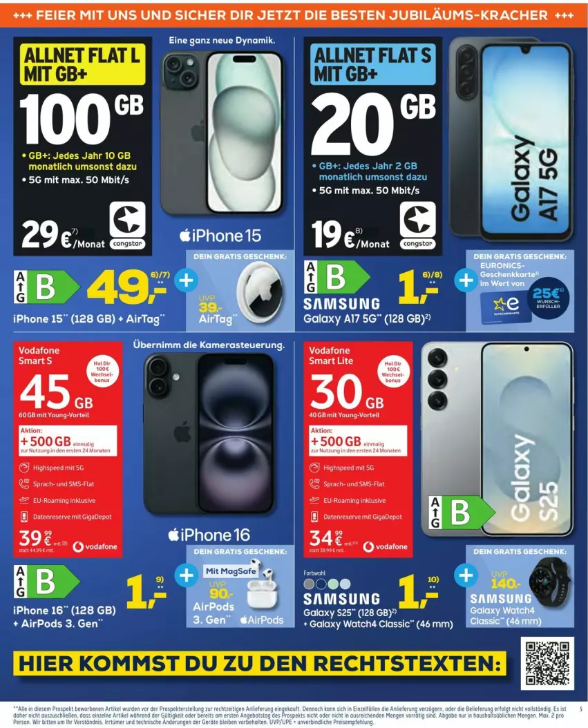 Aktueller Prospekt Euronics - Prospekte - von 01.10 bis 07.10.2025 - strona 5 - produkty: allnet flat, eier, elle, esprit, iphone, Jubiläums, kamera, Kameras, kracher, Pods, Samsung, Schere, tee, vodafone
