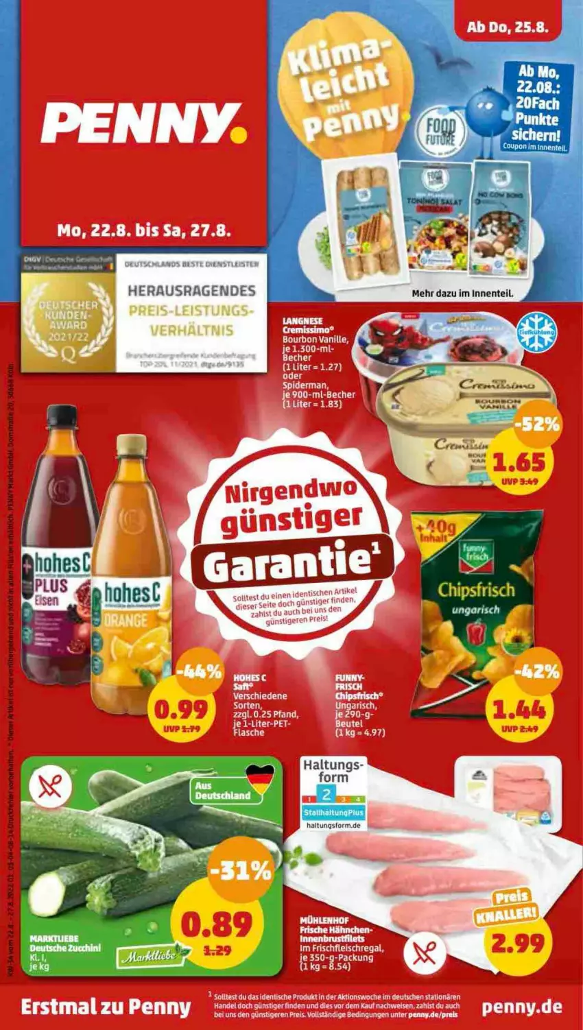 Aktueller Prospekt Penny - Prospekte - von 22.08 bis 27.08.2022 - strona 1 - produkty: Becher, chips, ente, flasche, kiri, Plaid, tee, Ti, tisch