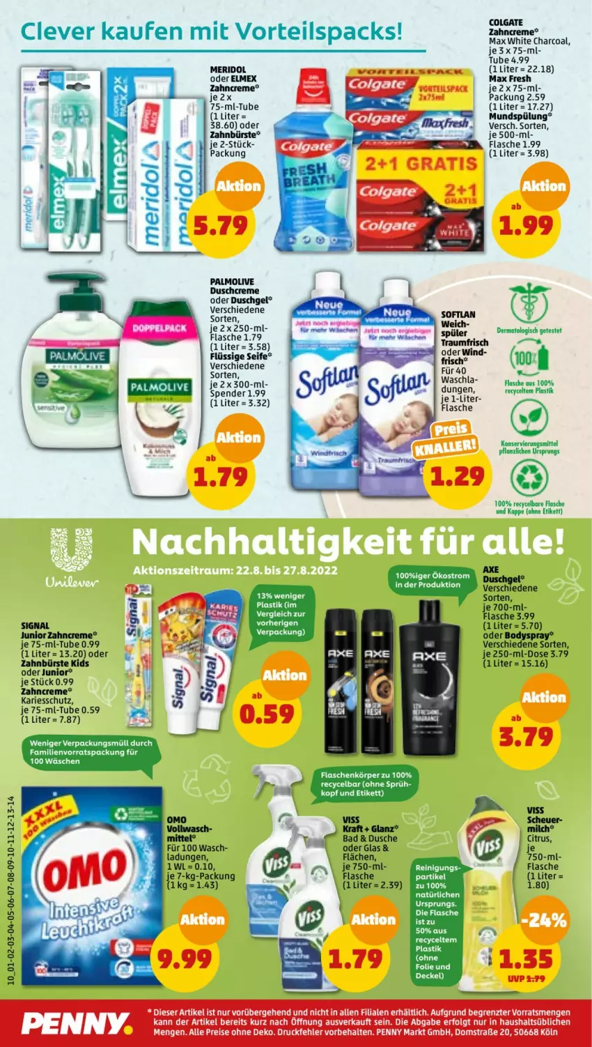 Aktueller Prospekt Penny - Prospekte - von 22.08 bis 27.08.2022 - strona 10 - produkty: asti, Bad, bürste, colgate, creme, decke, Deckel, duschcreme, dusche, duschgel, eis, elmex, flasche, kraft, LG, Max White, mundspülung, olive, palmolive, reis, Seife, Signal, spülung, Ti, Tiere, zahnbürste, zahncreme, ZTE