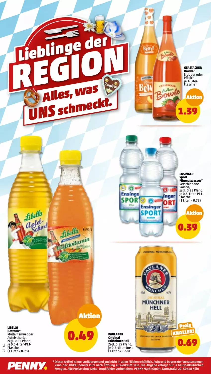 Aktueller Prospekt Penny - Prospekte - von 22.08 bis 27.08.2022 - strona 14 - produkty: apfel, Apfelschorle, bowle, flasche, getränk, gin, Paula, paulaner, pfirsich, schorle, Ti, vita