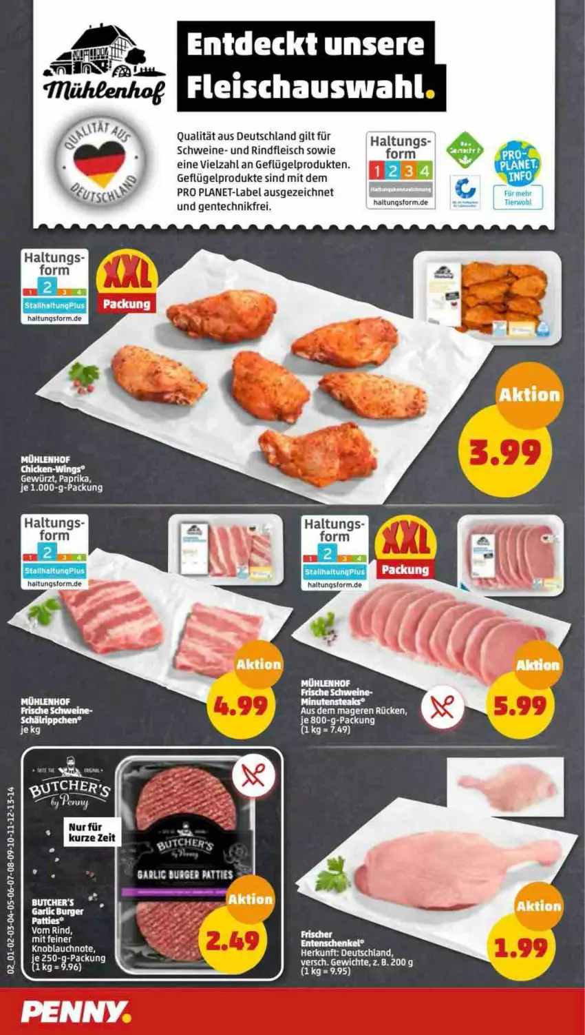 Aktueller Prospekt Penny - Prospekte - von 22.08 bis 27.08.2022 - strona 2 - produkty: burger, butcher's, eis, ente, fleisch, Geflügel, geflügelprodukte sind mit dem, knoblauch, rind, rindfleisch, schwein, schweine, Ti, wein, weine