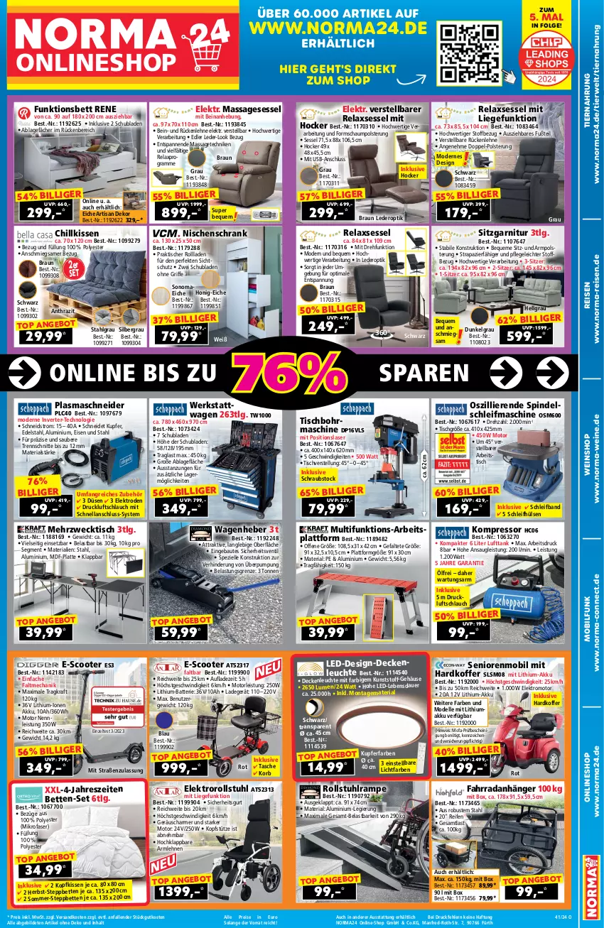 Aktueller Prospekt Norma - Norma - von 27.09 bis 13.10.2024 - strona 1 - produkty: akku, angebot, Anhänger, armlehnen, auer, batterie, Bau, bett, Betten, braun, decke, deckenleuchte, dell, edelstahl, eis, Elektro, elle, Fahrrad, garnitur, gefu, Germ, hocker, honig, kissen, koffer, kompressor, kopfkissen, kopfstütze, korb, kraft, ladegerät, latte, Leuchte, LG, Liege, mikrofaser, Mode, ndk, Nike, Plasmaschneider, reifen, reis, rel, relaxsessel, Ria, rückenlehne, rwe, schlauch, Schrank, schubladen, scooter, sessel, Spezi, steppbett, stuhl, Tasche, Ti, tiernahrung, tisch, Tischbohrmaschine, usb, weck, wein, weine, weinshop, Zelt