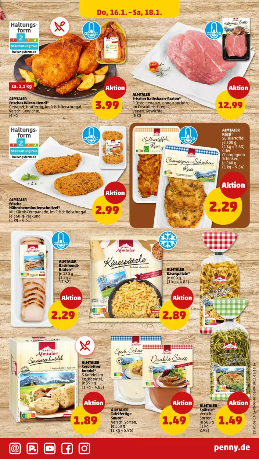 Aktueller Prospekt Penny - Prospekte - von 13.01 bis 18.01.2025 - strona 29 - produkty: beutel, bier, champignon, eis, fleisch, Hendl, Knödel, kochbeutel, Kürbis, minutenschnitzel, regal, schnitzel, sim, Ti