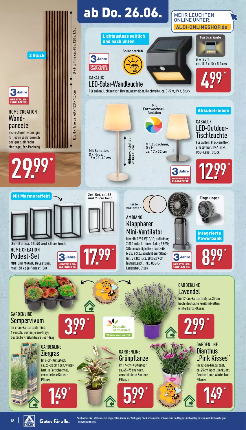 Aktueller Prospekt Aldi Nord - Von Montag - von 23.06 bis 28.06.2025 - strona 22 - produkty: akku, aldi, ambia, Bank, deka, dell, elle, gin, kulturtopf, lack, Lacke, ladekabel, lavendel, Leuchte, leuchten, Mode, ndk, paneel, pflanze, powerbank, Ria, Schal, Sempervivum, Ti, tisch, tischleuchte, topf, usb, ventilator, ZTE