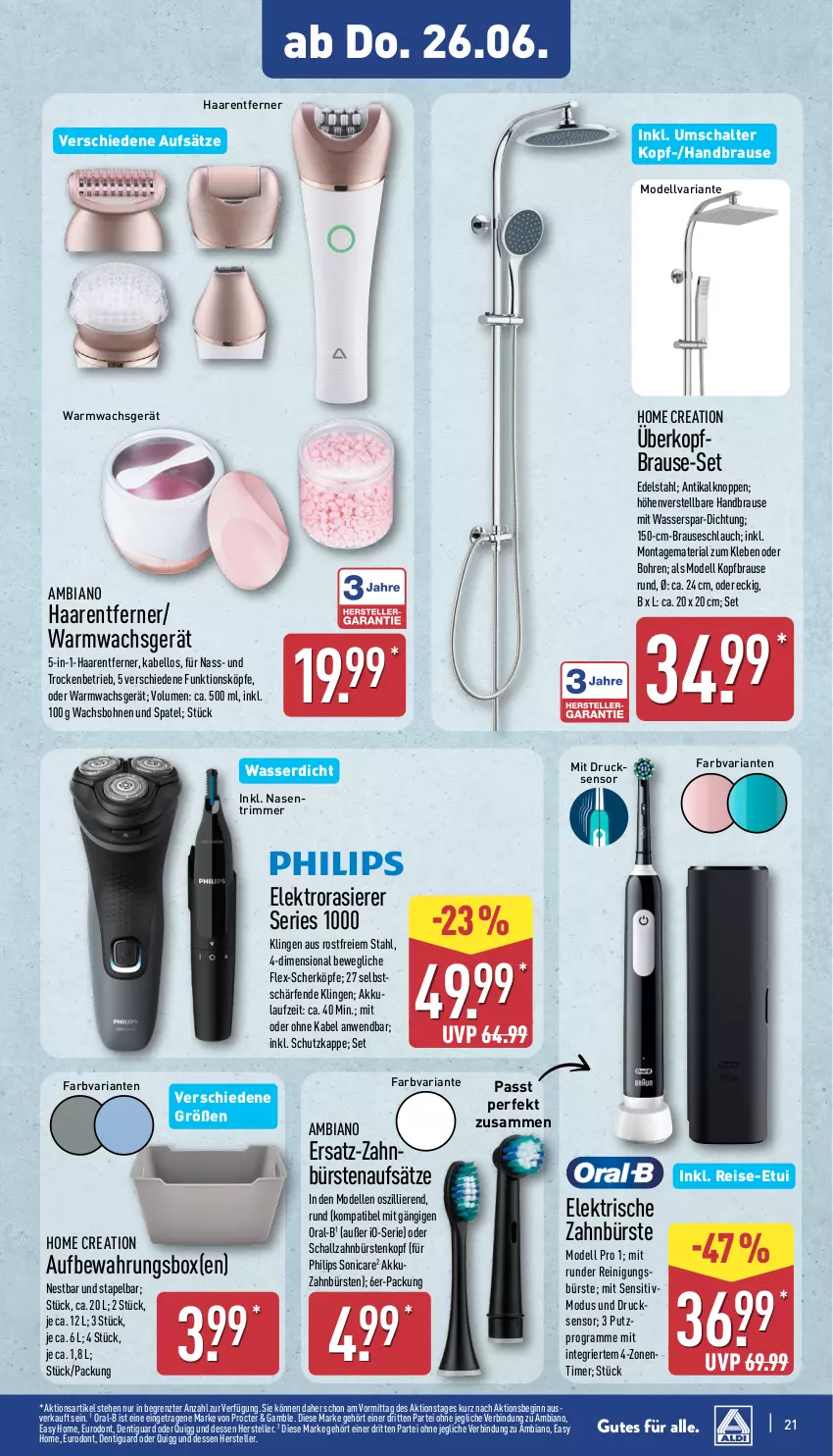Aktueller Prospekt Aldi Nord - Von Montag - von 23.06 bis 28.06.2025 - strona 25 - produkty: akku, ambia, aufbewahrungsbox, bohne, bohnen, brause, brauseschlauch, bürste, bürsten, dell, edelstahl, eis, elektrische zahnbürste, Elektro, elle, gin, handbrause, Mode, Philips, quigg, rasierer, Reinigung, reis, Ria, Schal, schallzahnbürste, schlauch, sonicare, teller, Ti, timer, Warmwachs, wasser, zahnbürste, zahnbürsten, ZTE