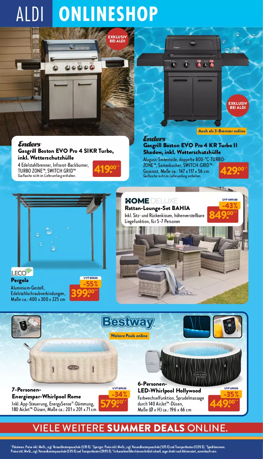 Aktueller Prospekt Aldi Nord - Von Montag - von 23.06 bis 28.06.2025 - strona 34 - produkty: aldi, edelstahl, eis, ente, gasgrill, gefu, grill, kissen, Kocher, Liege, lounge-set, ndk, pool, reis, Rückenkissen, rum, Schal, Schale, schutzhülle, Sport, Sprudel, Ti, Whirlpool